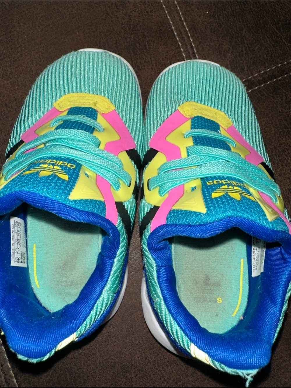 adidas Kids Sneakers Teal Pink Yellow - Picture 7 of 12